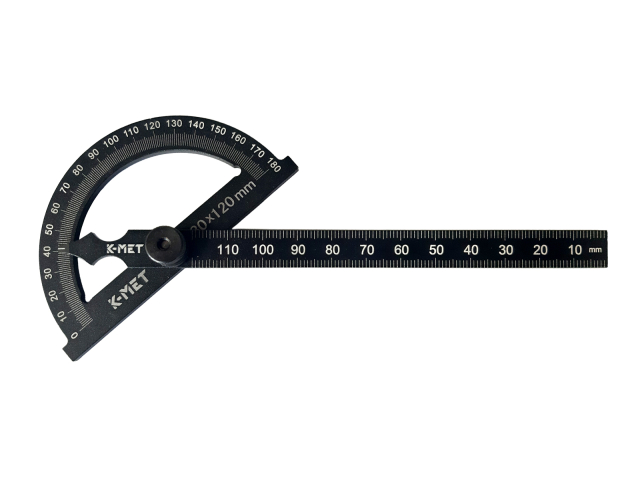 Rapporteur 180° K-MET BLACK COAT AL, 80x120/3 mm