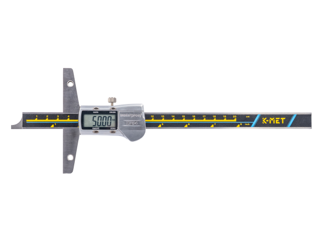Hloubkoměr digitální bez nosu KINEX/K-MET 200 mm, 0,01, DIN 862