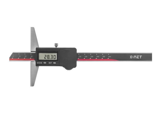 Hloubkoměr digitální bez nosu KINEX/K-MET, 200 mm/0,01, DIN 862, IP 67