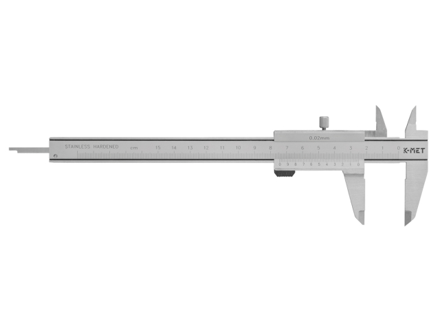 Vernier Caliper with Locking Screw for left-handed KINEX/K-MET 150 mm, 0,02 mm, 40 mm, paralex linie type, DIN 862