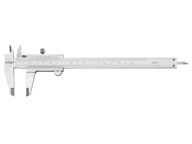 Vernier Caliper with Locking Screw and Depth Gauge 160 mm, 0,02 mm, mm+inch, monoblock, CSN 25 1238, DIN 862