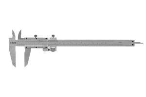 Vernier Caliper with Locking Screw and Depth Gauge KINEX/K-MET 200 mm, 0,05 + 1/128 inch, Fine Adjustment, DIN 862