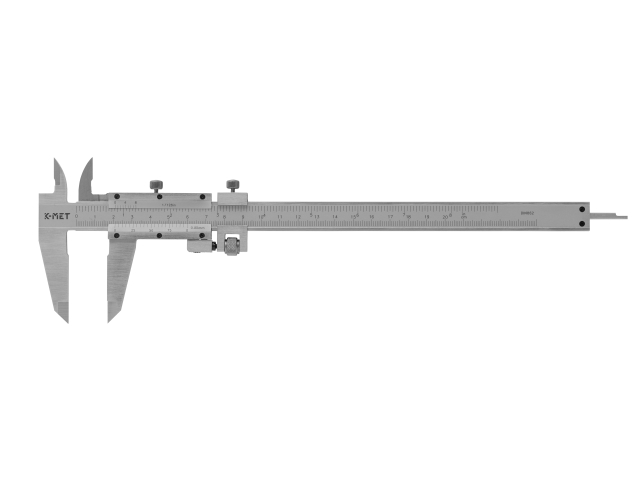 Posuvné měřítko s vnitřním měřením a hloubkoměrem KINEX/K-MET 200 mm, 0,05 + 1/128 inch, jemné stavění, DIN 862