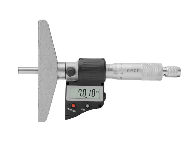 Digitální mikrometrický hloubkoměr KINEX/K-MET 0-25 mm/0.001mm, ČSN 25 1442, DIN 863