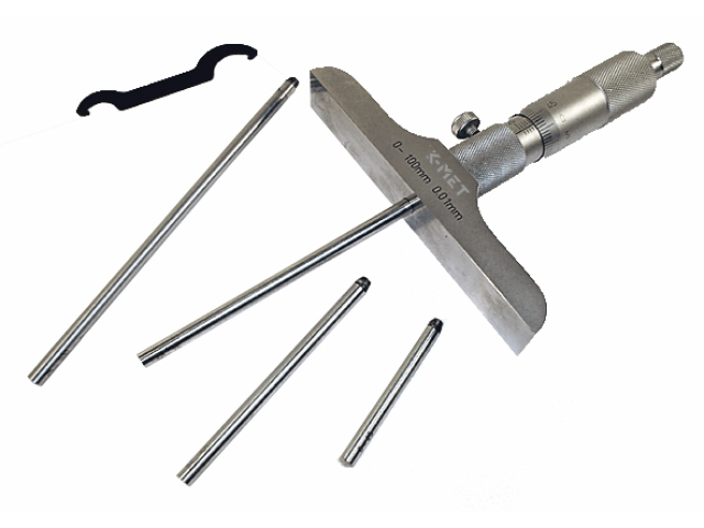 Depth Micrometer KINEX/K-MET 0-100 mm/0.01mm, CSN 25 1442, DIN 863