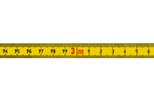 Scale measuring tape Duplex-graduation 10 m, right-to-left scale, width 10 mm, yellow