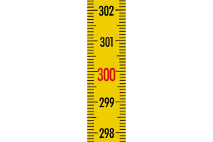 Scale measuring tape Duplex-graduation 1 m, bottom-to-top scale, width 13 mm, yellow