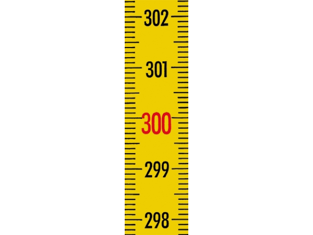 Scale measuring tape Duplex-graduation 2 m, bottom-to-top scale, width 13 mm, yellow