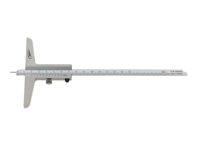Hloubkoměr univerzální oboustranný 200mm, chromovaný posuv + stupnice, nerezová ocel, 0,05mm, DIN 862 (0281502)