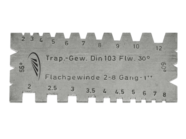 Combined lathe and thread cutting gauge (square, trapezoidal, Whitworth, metric), 90x40x2mm (0580121)