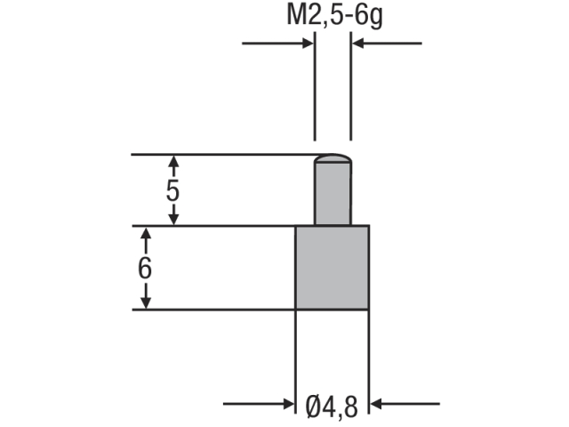 Náhradní dotek úchylkoměru M2,5 - ocelový (0710161)