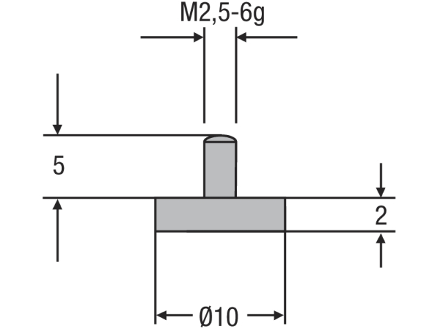 Náhradní dotek úchylkoměru M2,5 - ocelový (0710162)