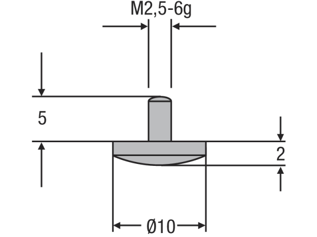 Náhradní dotek úchylkoměru M2,5 - ocelový (0710163)