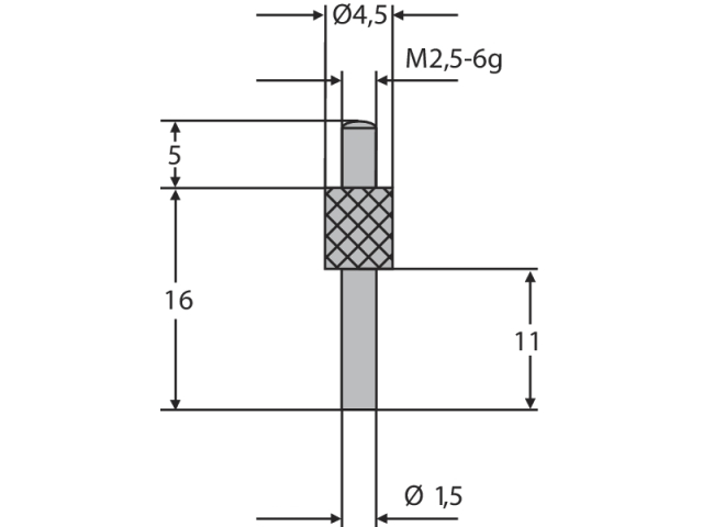 Náhradní dotek úchylkoměru M2,5 - ocelový (0710165)