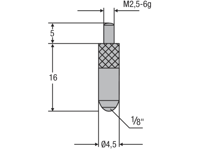 Náhradní dotek úchylkoměru M2,5 - ocelový (0710167)