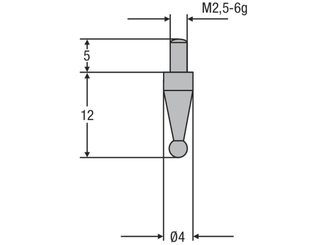 Náhradní dotek úchylkoměru M2,5 mm, průměr 7.5 mm (0710182)
