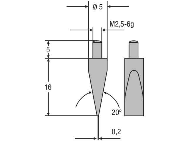 Náhradní dotek úchylkoměru M2,5 - karbidový (0710292)