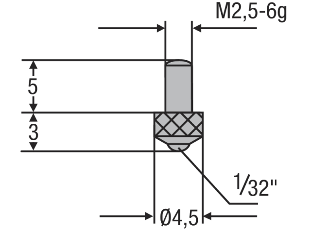 Náhradní dotek úchylkoměru M2,5 - ocelový (0710195)
