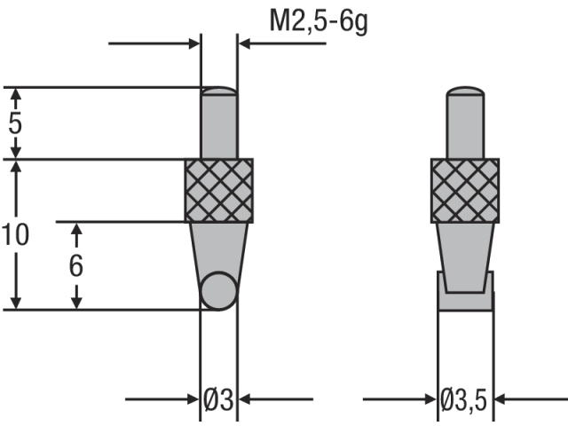 Náhradní dotek úchylkoměru M2,5 - ocelový (0710196)