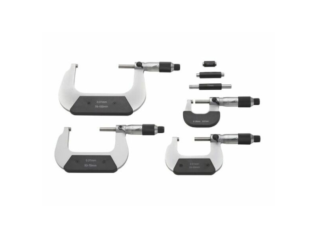 Set of Bow Micrometers with Friction Clutch 0-100 mm HELIOS-PREISSER (0806513)