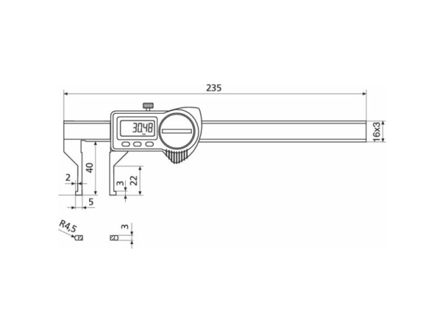 Cyfrowa suwmiarka kieszonkowa IP67 z zewnętrznymi łamanymi szczękami 10-160/0,01 mm HELIOS-PREISSER (1326910)