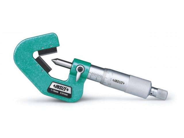 Třmenový mikrometr s prizmatickými měřicími plochami INSIZE 25-45/0,01 mm, 5 břitů, 108° (3290-455A)