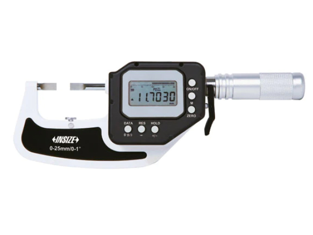 Digitální mikrometr na zápichy INSIZE 50-75mm/0,0002mm, dotek 0,3x3,5mm, IP67, s datovým rozhraním (3352-75B)