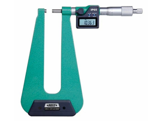 Digitální mikrometr na měření tloušťky plechu INSIZE 0-25/0,001 mm/7 µm, typ A - ploché doteky (3539-253A)