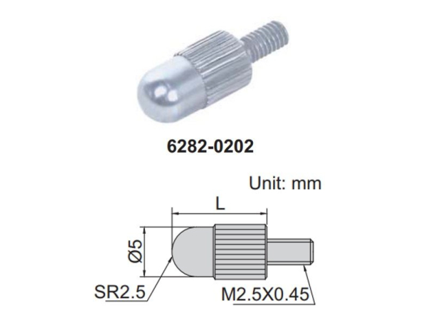 Měřící dotek pro úchylkoměry vypouklý INSIZE 30mm, ocel (6282-0210)