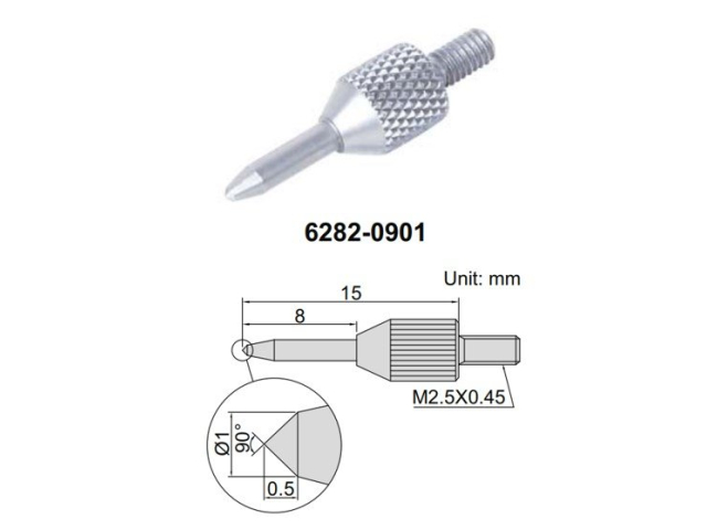 Měřící dotek pro úchylkoměry kuželový INSIZE 15mm (6282-0901)