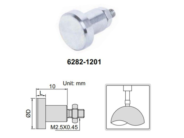 Měřící dotek pro úchylkoměry plochý INSIZE d=10mm (6282-1201)