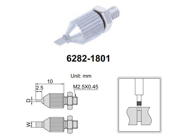 Měřící dotek pro úchylkoměry ve tvaru čepele INSIZE tl. 1mm (6282-1803)