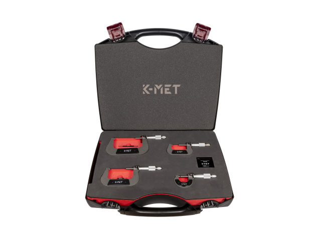 Zestaw mikrometrów analogowych KINEX/K-MET 0-100mm w kufrze (7002, 7004, 7006, 7008)