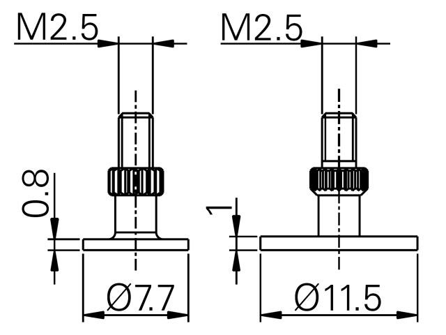 Doteky Sylvac diskové M2.5, d=11.5mm a d=7.7mm (905.2205)