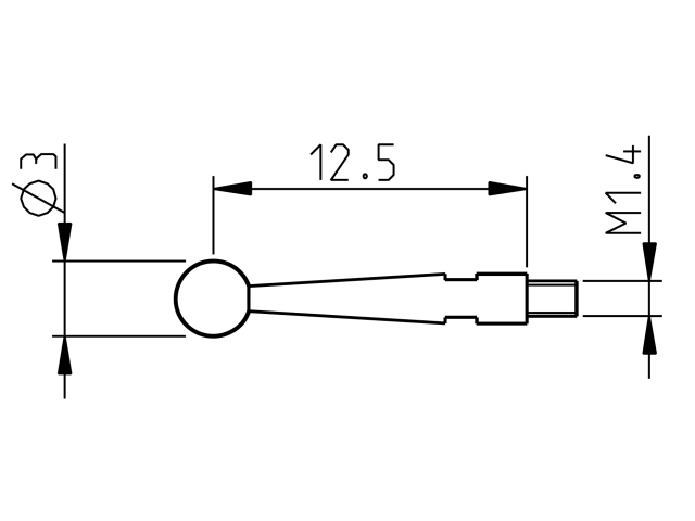 Krátká sonda 12.5mm d=3mm pro Sylvac S_Dial Test (905.2242)