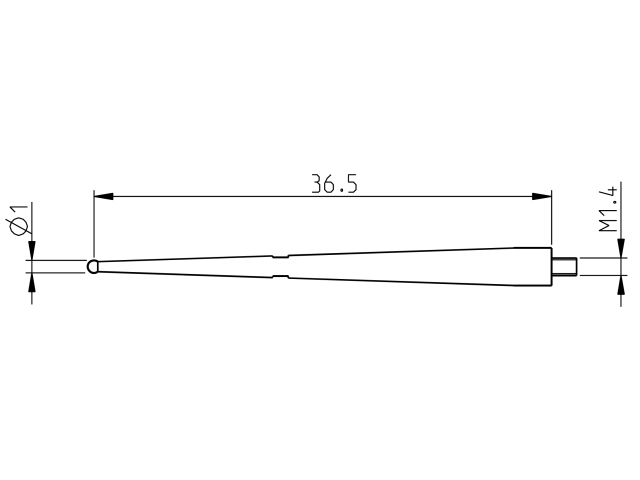 Dlouhá sonda 36.5mm d=1mm pro Sylvac S_Dial Test (905.2243)