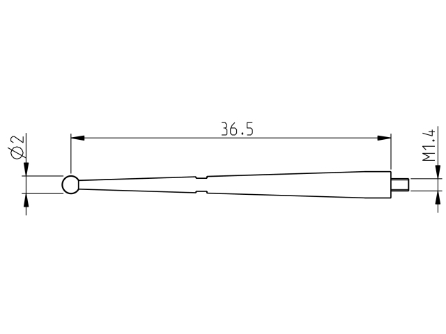 Dlouhá sonda 36.5mm d=2mm pro Sylvac S_Dial Test (905.2244)