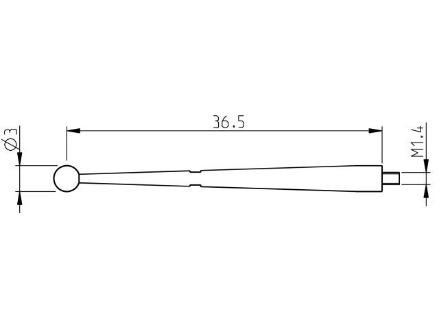Dlouhá sonda 36.5mm d=3mm pro Sylvac S_Dial Test (905.2245)